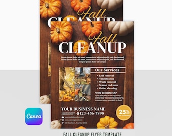 Herbst Säuberung Flyer Vorlage | Leinwand | US Letter 8,5 &quot;x 11&quot; | Sofortdownload | Reinigungsfirma | Saubere Arbeit | Herbstflieger