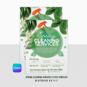 Folleto editable del servicio de limpieza de primavera / Plantilla de volante imprimible de negocios limpios profesionales / Canva / Tamaño de carta de EE. UU. / Descarga instantánea