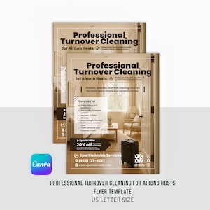 Airbnb Cleaning Service Flyer | Editable Canva Template (US Letter)