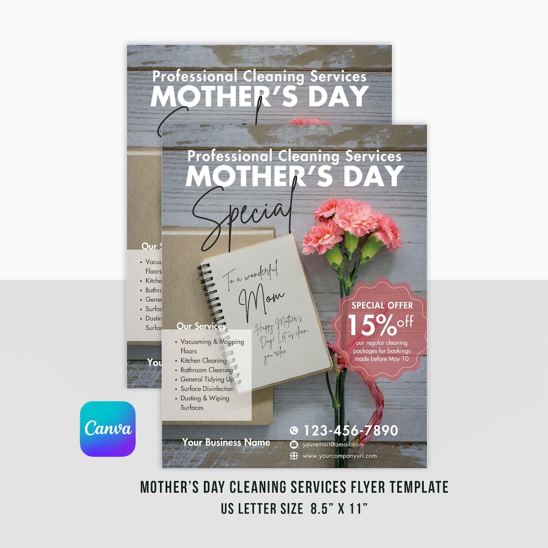 Mother's Day Cleaning Service Editable Flyer | Professional Clean ...