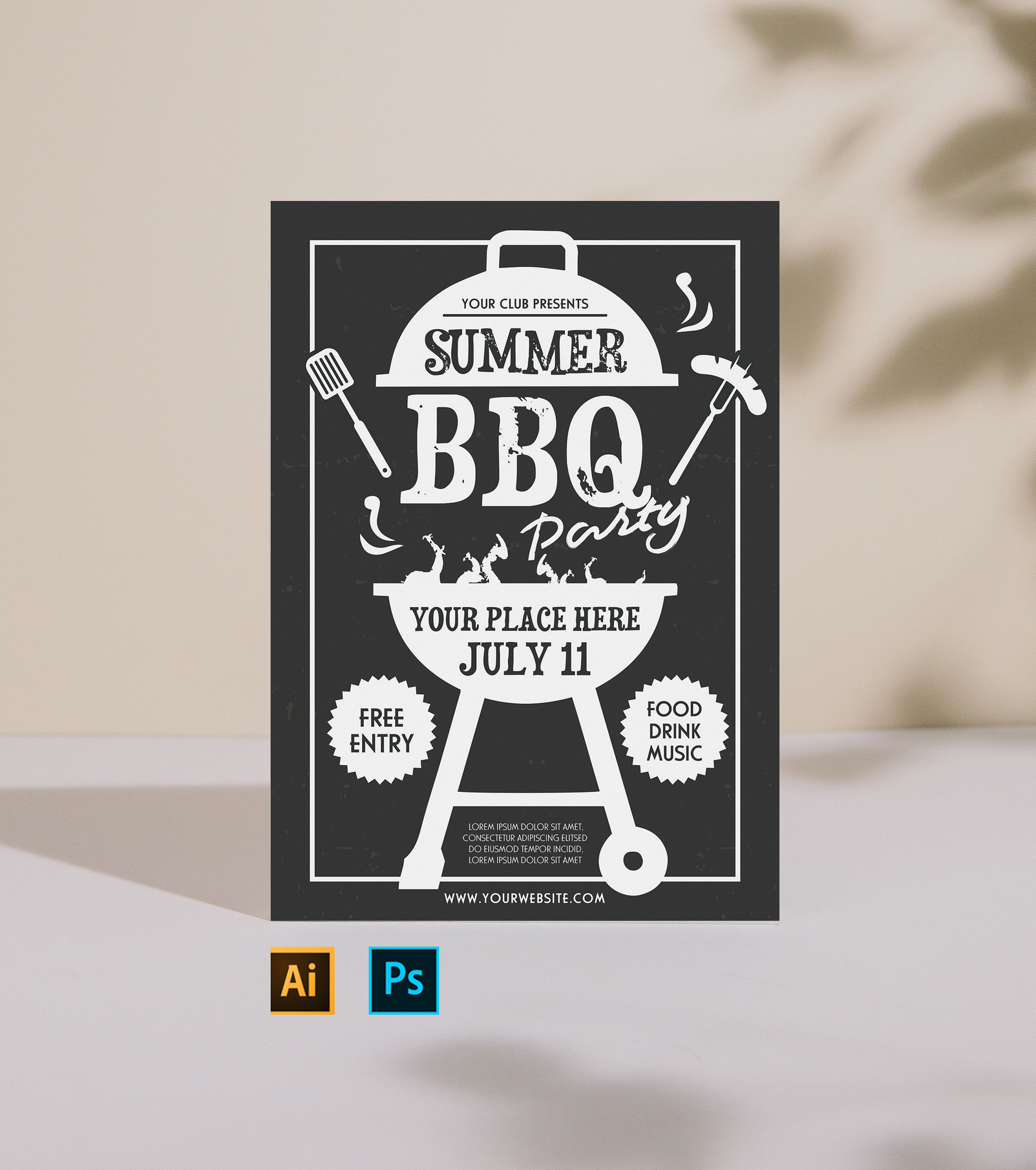 Summer BBQ Party Printable Flyer | Event Flyer Template | Cookout | AI ...