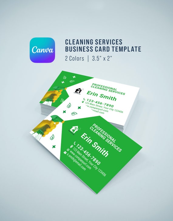 Cleaning Service Business Card Template 2 Colors Cleaning - Etsy