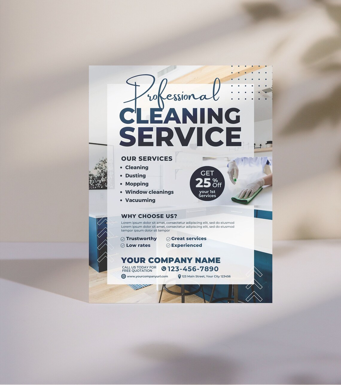 Professional Cleaning Service Flyer Template Canva US Letter Size 8.5 X 11 Instant Download