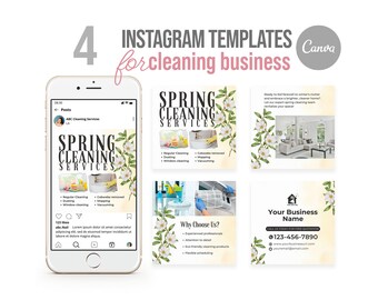Cleaning Business Instagram Templates, Spring Cleaning (Canva)