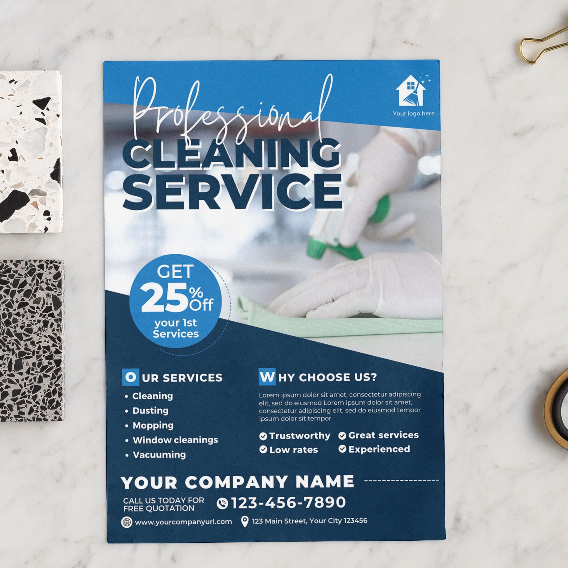 Professional Cleaning Service Flyer Template Canva US Etsy