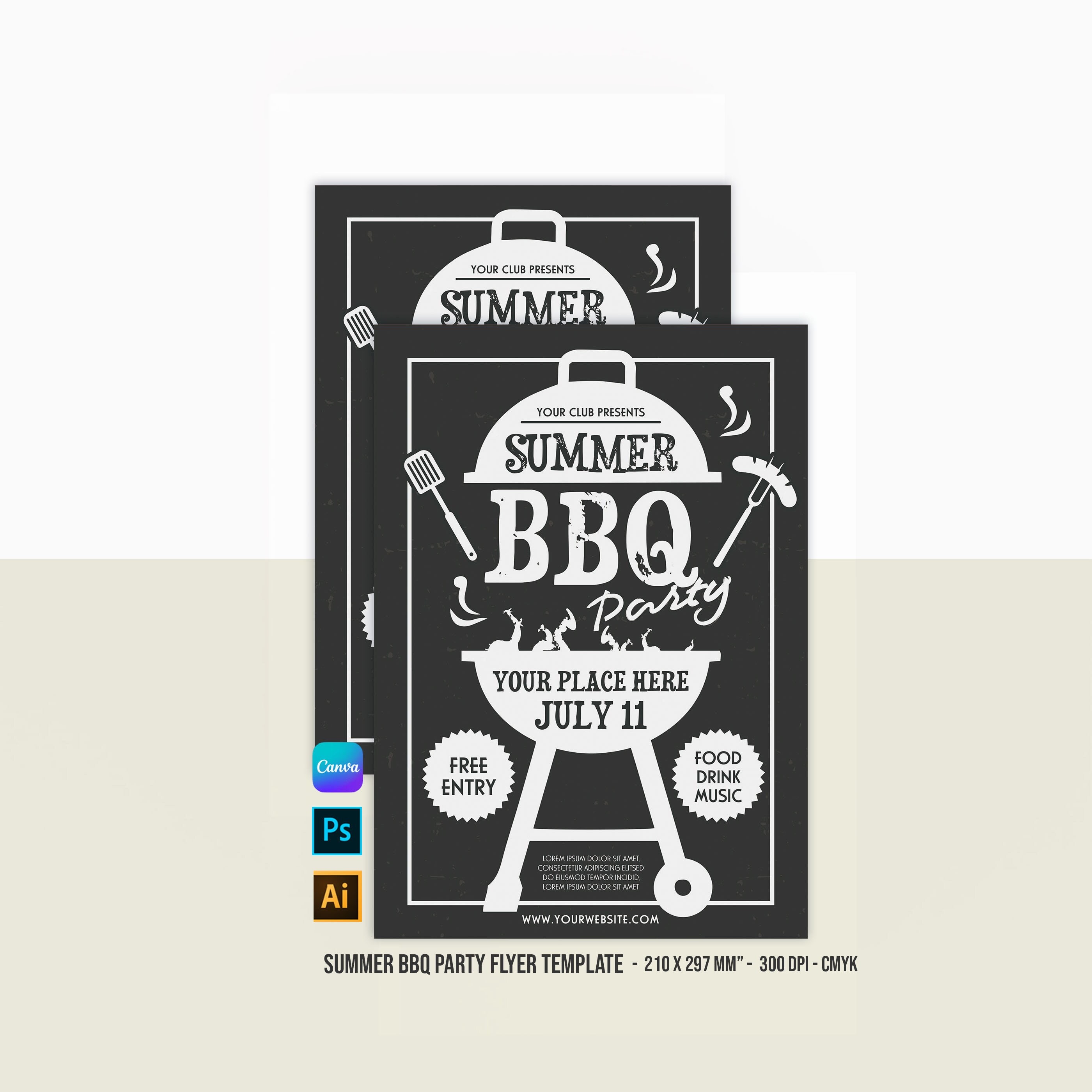Summer BBQ Party Printable Flyer Event Flyer Template - Etsy