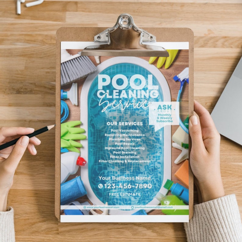 Pool Service Name Pool Cleaning Service Flyer | Summertime Professional Clean Business ...