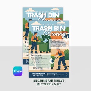 Trash Bin Cleaning Flyer Template | Editable Canva Design for Trash Can Cleaning Service | Printable Marketing Flyer for Small Business
