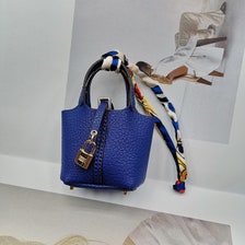 Hermès Blue and Black Petit H Cheval Bag Charm PM