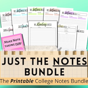 Printable Notes Bundle: Lecture, Cornell, Graph, Dot Grid (PDF Download)