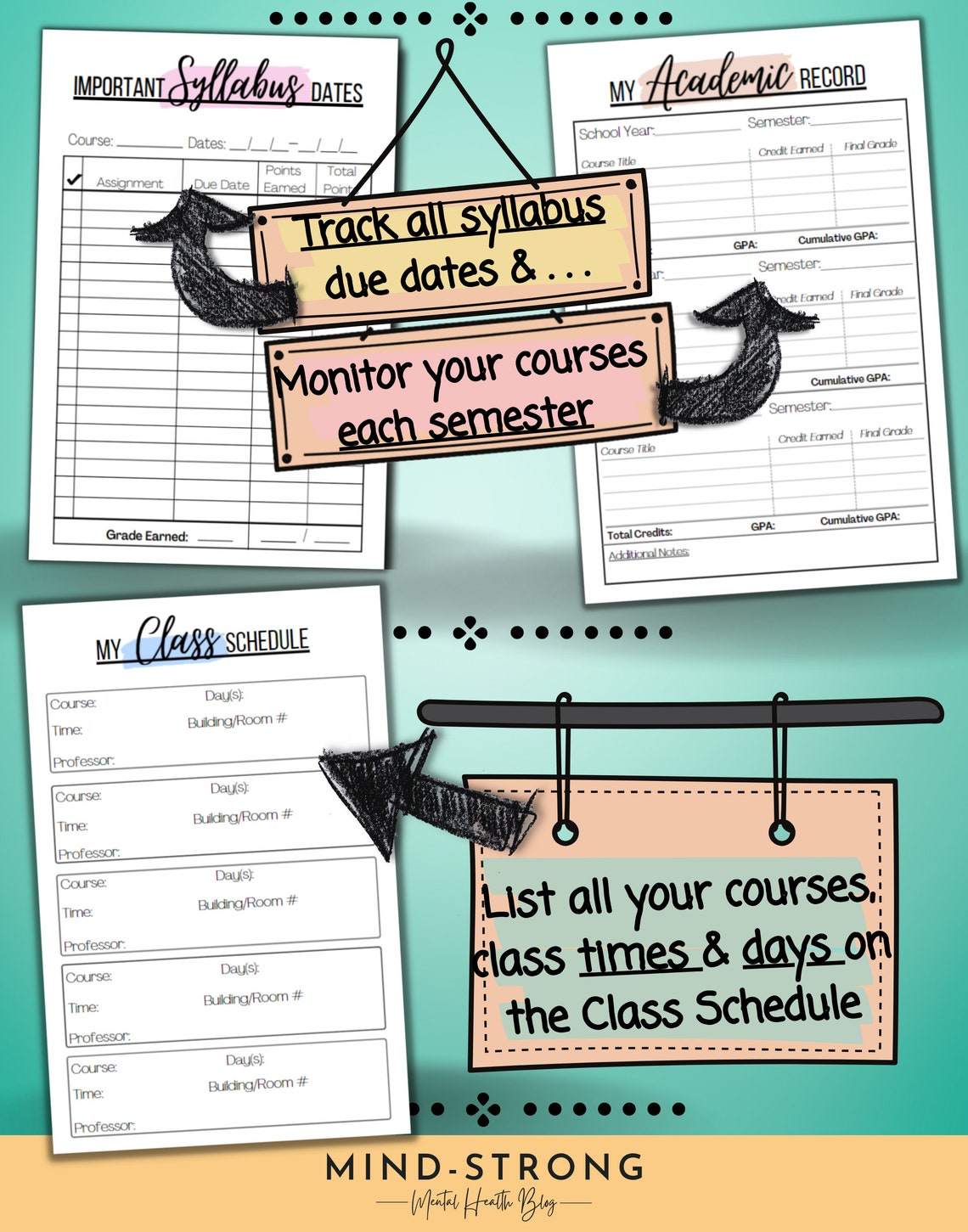 College Student Planner Printable, University Academic Planner, Student ...