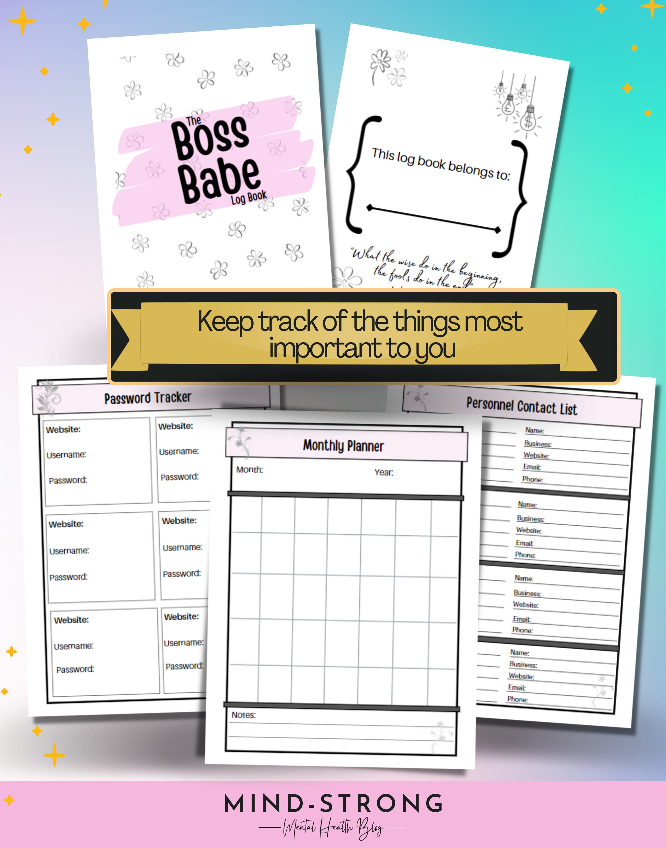 Boss Babe Business Planner, Printable Organizer Prompts, for Marketing ...