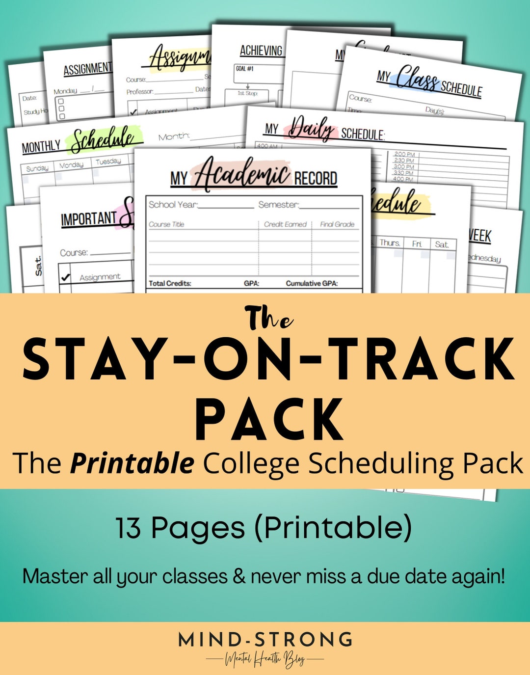 College Student Planner Printable, University Academic Planner, Student ...