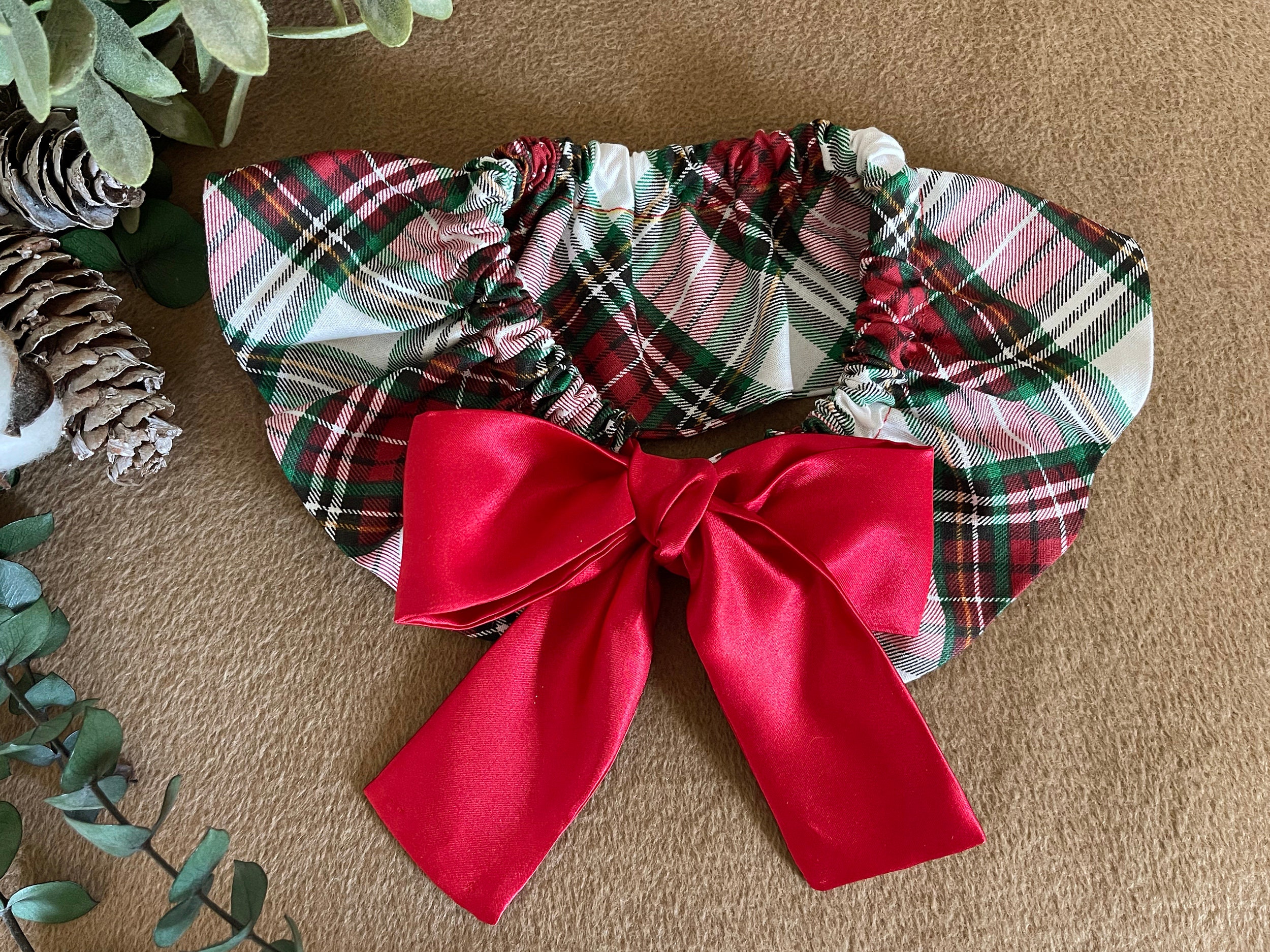 Red Bow Christmas Bandana, Dog Cape, Collar, Dog Scarf, Large Dog, Small Dog, Dog Mom Gift, Cute dog accessories, Girl Dog, Small Dog