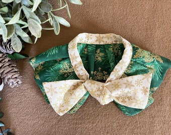 Green Gold Bandana, Christmas Bandana, Dog Cape, Collar, Dog Christmas, Large Dog, Dog Mom Gift, Cute dog accessories, Girl Dog, Small Dog