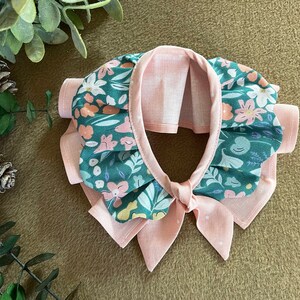 Teal Pink Flowers Bandana, Dog Cape, Dog bandanas, Flower Bandana, Dog Mom Gift, Dog Scarf, Pet Bandana, Cute dog accessories, Girl Dog