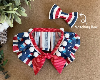 Patriotic July 4th Bandana, Collar, Bandana, Cape, Dog Mom Gift, Dog Scarf, Pet Bandana, Cute dog accessories, Girl Dog, Ruffle Bandanas