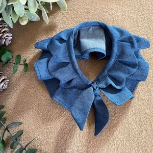 Denim Ruffle Bandana, Cape, Dog Bandana, Dog Mom Gift, Dog Scarf, Pet Bandana, Cute dog accessories, Girl Dog