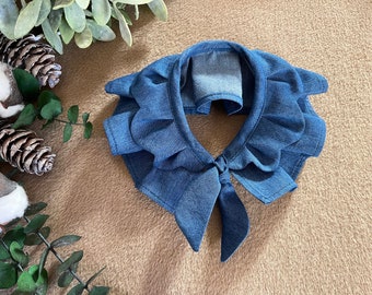 Denim Ruffle Bandana, Cape, Dog Bandana, Dog Mom Gift, Dog Scarf, Pet Bandana, Cute dog accessories, Girl Dog