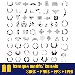 Kollektion 60 Viktorianische Motive | Barocken Elementen | Ornamentale Kunst | Blumenornamente | eps, SVG, JPEG & PNG Dateien - Digital Download!