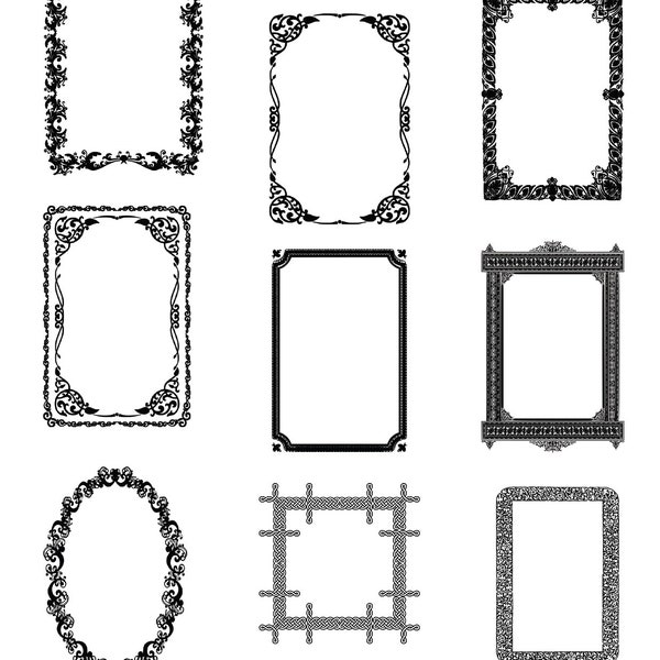 Collection of Victorian I Baroque Frames! - SVGs saved individually - PNGs saved individually - EPS master file - PDF - JPEG