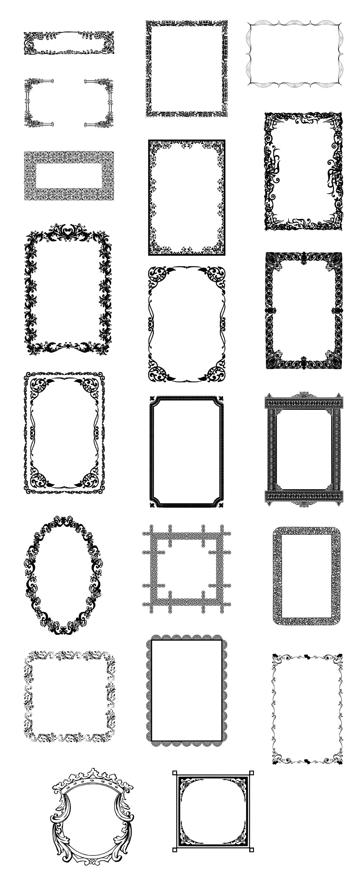 Collection of Victorian I Baroque Frames! - SVGs saved individually - PNGs saved individually - EPS master file - PDF - JPEG