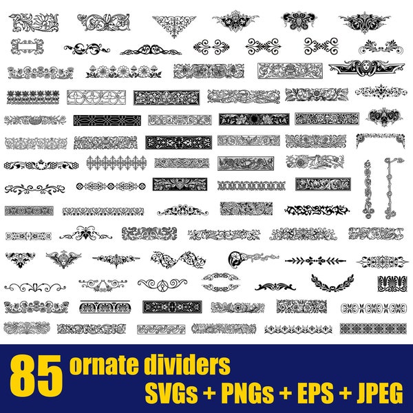 Collection of 85 Victorian/ Baroque Dividers! | Ornamental Dividers | Ornaments | Vintage Dividers | EPS, SVG & PNG Files- Digital Download!