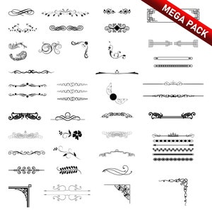 Mega Paket! Dekorative Teiler / Viktorianische Rahmenecken! Sammlung von über 40 Elementen! EPS, SVG und PNG Dateien - zum sofortigen Download!
