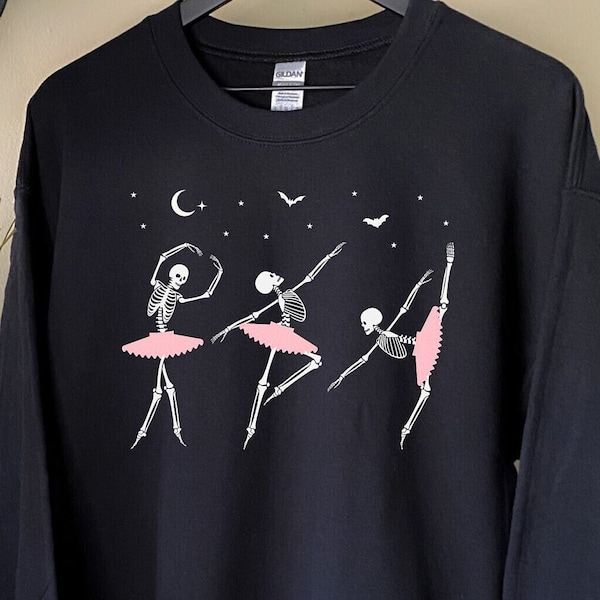 Skeleton Ballerina Sweater | Halloween Shirt | Skulls | Girly Halloween | Dancing Dead Ballerina | Unisex | Parent & Kids Matching Halloween