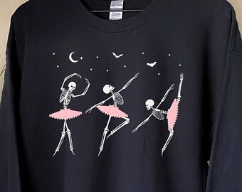 Skeleton Ballerina Sweater | Halloween Shirt | Skulls | Girly Halloween | Dancing Dead Ballerina | Unisex | Parent & Kids Matching Halloween