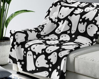Ghost Blanket | Halloween Velveteen Plush Throw | Fall Decor