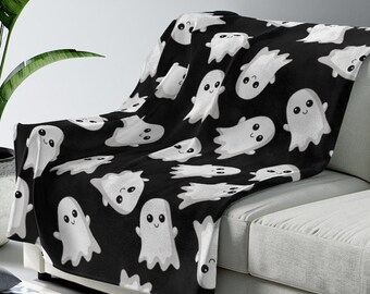 Ghost Blanket | Halloween Velveteen or Sherpa Plush Blanket