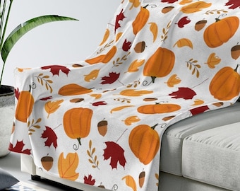 Pumpkin Fall Blanket | Autumn Leaves Sherpa Throw