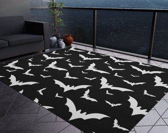 Bat Pattern Outdoor Rug | Halloween Patio Decor