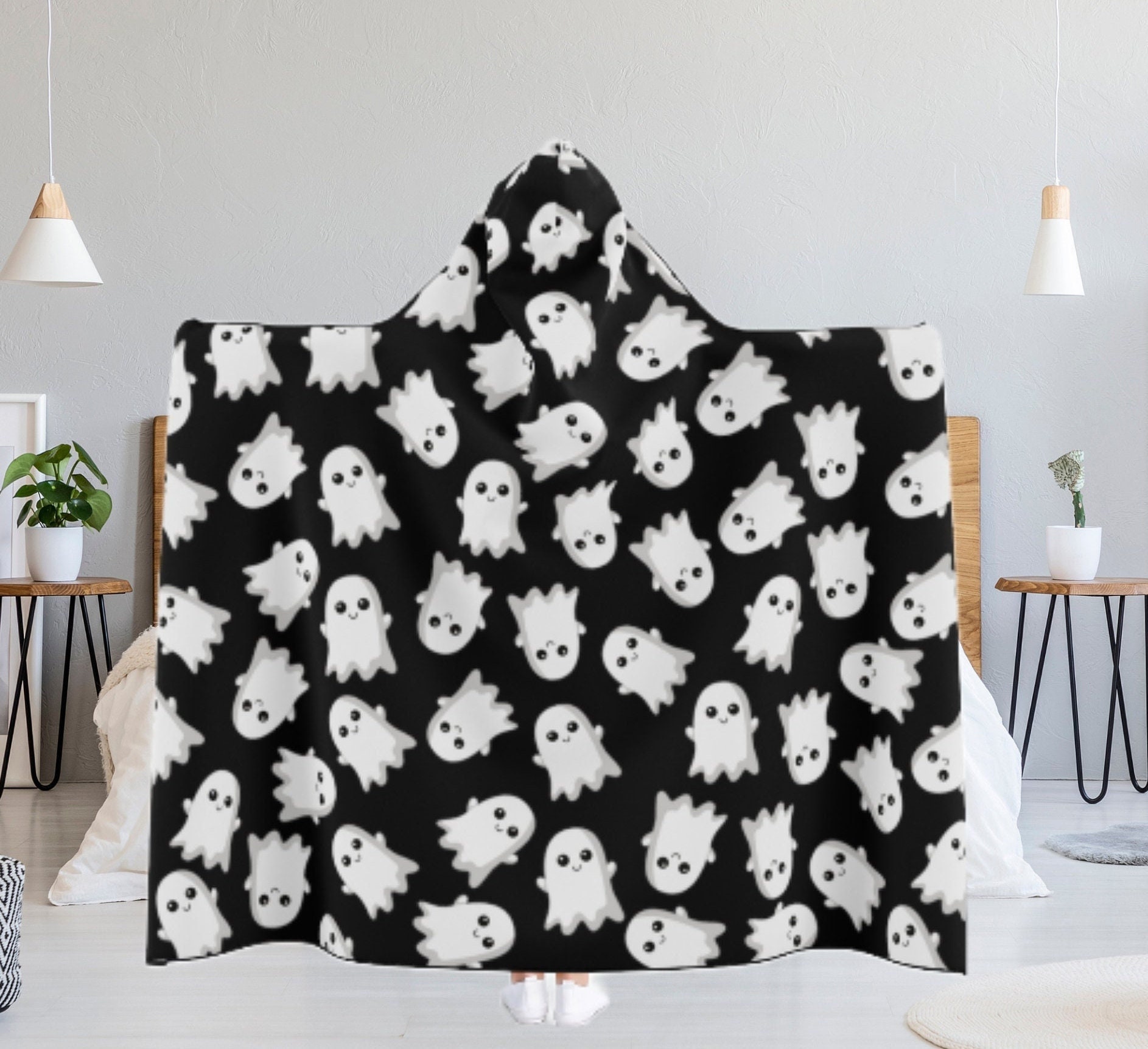 Discover Ghost Hooded Blanket | Ghost Blanket | Blanket Hoodie | Wearable Blanket | Cute Halloween Blanket Hoodie | Fall Blanket