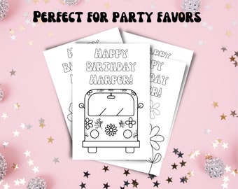 Retro Groovy Birthday Coloring Book, Hippie Party Favors (Digital)