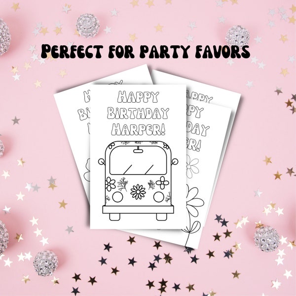 Digital, Coloring Book, Party Favors, Birthday party favors, Retro Groovy birthday, Hippie Theme