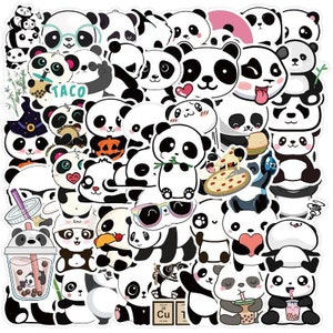 Cute Panda Stickers Great For Water Bottle or Laptop Pack of 10