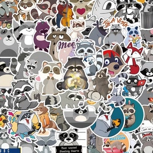 Cute Raccoon Stickers Perfect For Water Bottles And Laptops Pack of 10 Stickers
