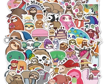 Cute Sloth Stickers Perfect For Water Bottles And Laptops Pack of 10