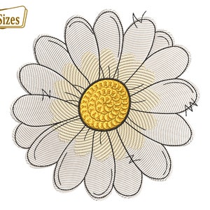 Mini Daisy Flower Machine Embroidery Design, Daisy Flower Spring Embroidery Machine Designs Files, 6 sizes, Instant Digital Download