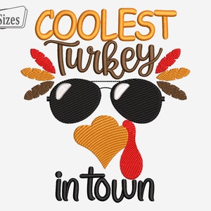 Thanksgiving Turkey Embroidery Design, Halloween Embroidery Designs, Embroidery Patterns, Machine Embroidery Files - Digital Downloads