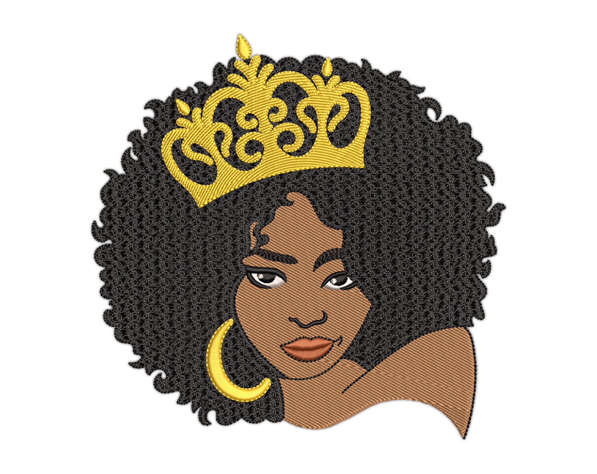Melanin Queen Embroidery Design, American African Black Princess ...