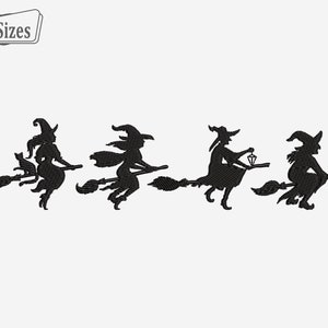 Flying Witches Embroidery File | Halloween Embroidery File| Broomstick Embroidery| Digital Download | Cute Embroidery Files| PES | Halloween