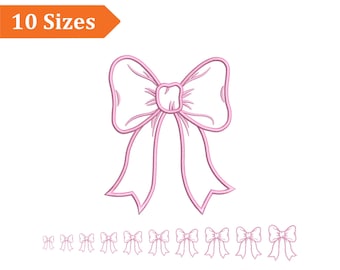 Bow Embroidery Design, Mini Girly Coquette Bow Embroidery Design, Pink Ribbon Machine Embroidery Files-  10 Sizes, Digital Download