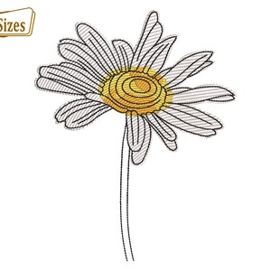 FLOWER Daisy Embroidery Designs, Daisy Flower Digital Embroidery Machine Design Files - 6 tamaños, Descarga instantánea