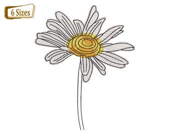 FLOWER Daisy Embroidery Designs, Daisy Flower Digital Embroidery Machine Design Files - 6 sizes, Instant Download