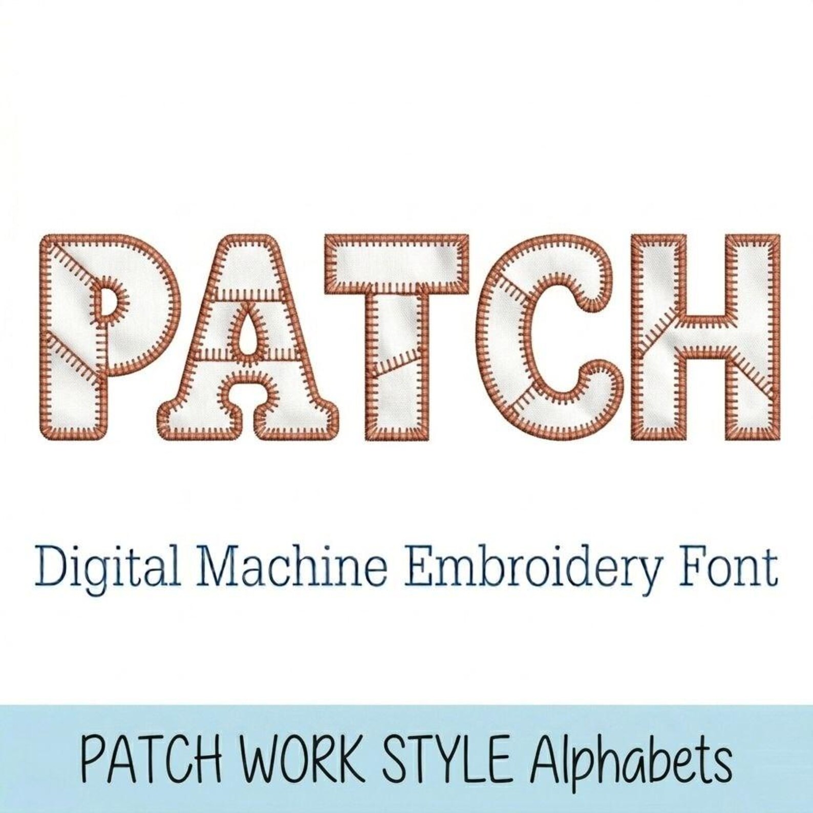 Patchwork Style Embroidery Font, Patchwork Applique Alphabet Font ...