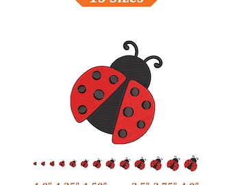 Ladybug Embroidery Design, Mini Flying Lady Bug Machine Embroidery File, Spring Summer Insect Embroidery Design -  13 Size, Digital Download