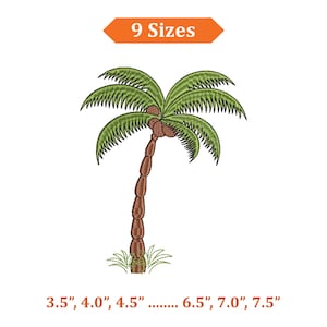Palm Tree Embroidery Design , Mini Tropical Palm Tree Embroidery Pattern, Summer Beach Embroidery Design for Crafts DIY Projects - 9 Sizes